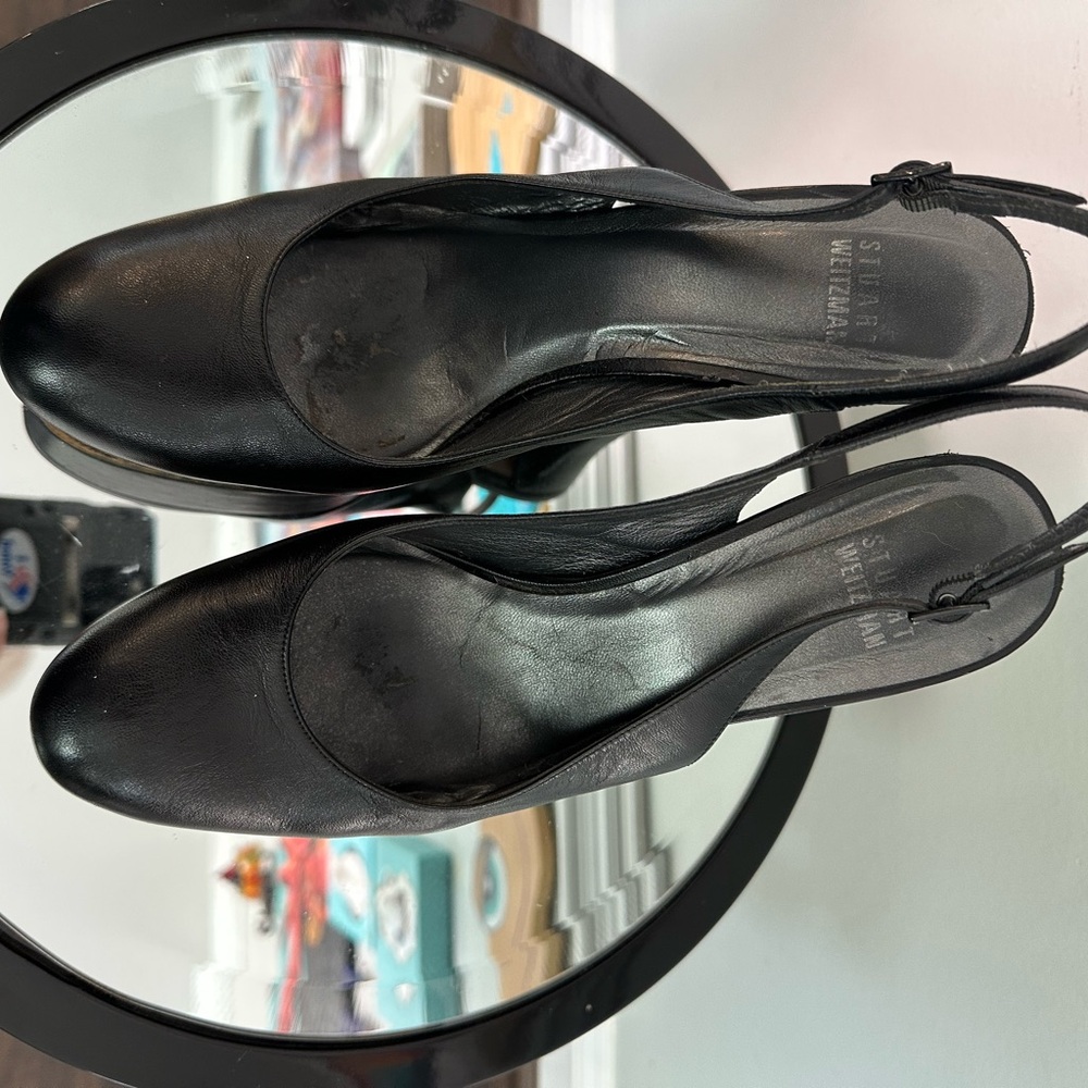 Stuart Weitzman Black Platform Slingback Heels - image 5